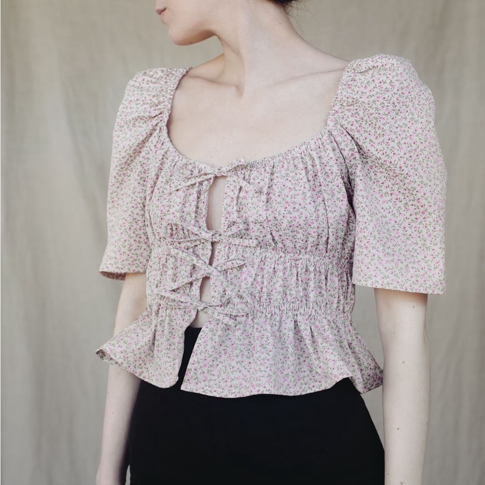 Silversaga Ida floral ditsy cotton peplum blouse, xs/small, like Doen